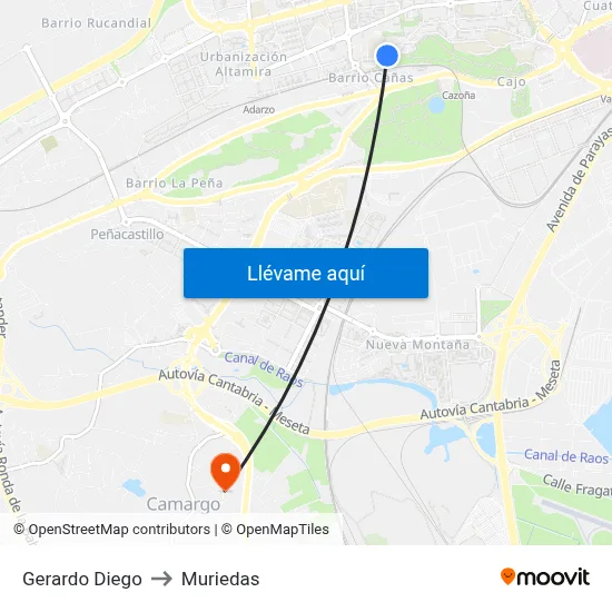 Gerardo Diego to Muriedas map