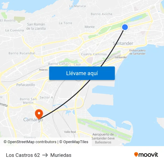 Los Castros 62 to Muriedas map