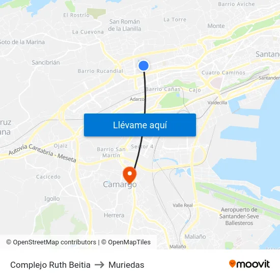 Complejo Ruth Beitia to Muriedas map