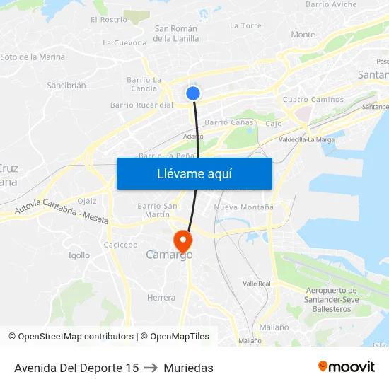 Avenida Del Deporte 15 to Muriedas map