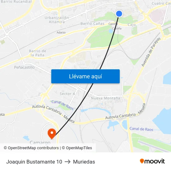 Joaquin Bustamante 10 to Muriedas map