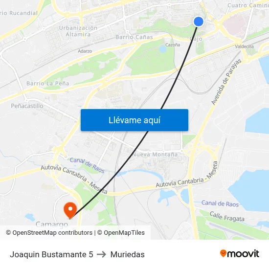 Joaquin Bustamante 5 to Muriedas map