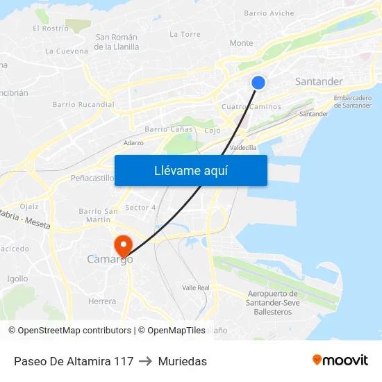 Paseo De Altamira 117 to Muriedas map