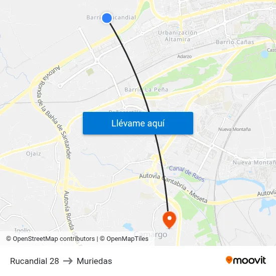 Rucandial 28 to Muriedas map