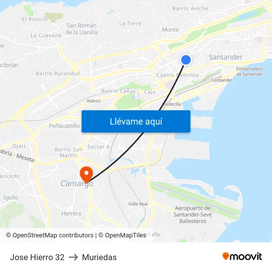 Jose Hierro 32 to Muriedas map