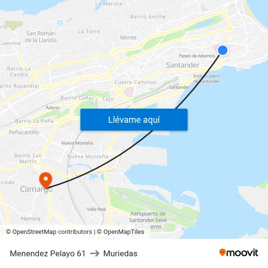 Menendez Pelayo 61 to Muriedas map