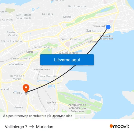 Valliciergo 7 to Muriedas map