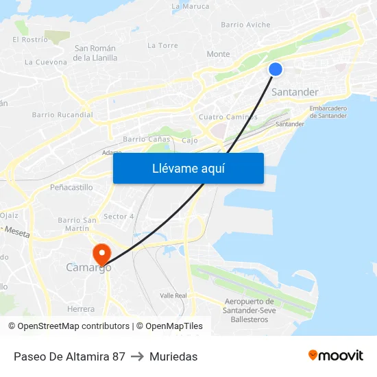 Paseo De Altamira 87 to Muriedas map
