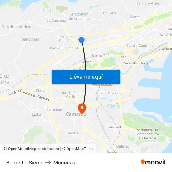 Barrio La Sierra to Muriedas map