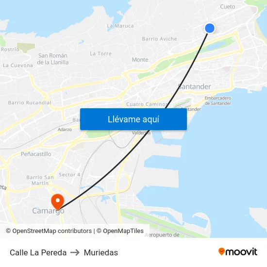 Calle La Pereda to Muriedas map