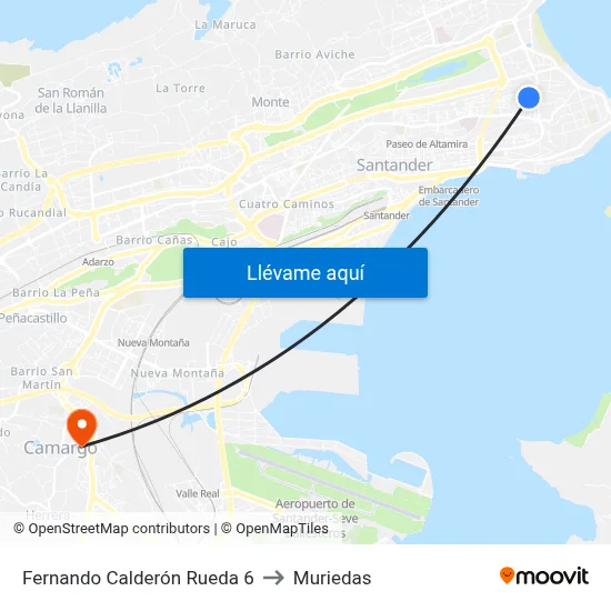 Fernando Calderón Rueda 6 to Muriedas map