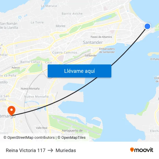 Reina Victoria 117 to Muriedas map