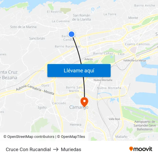 Cruce Con Rucandial to Muriedas map