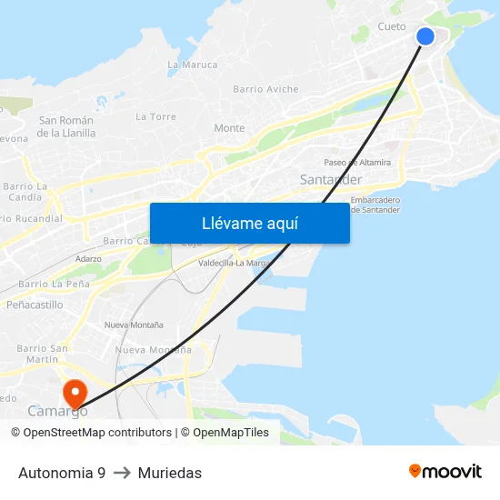 Autonomia 9 to Muriedas map