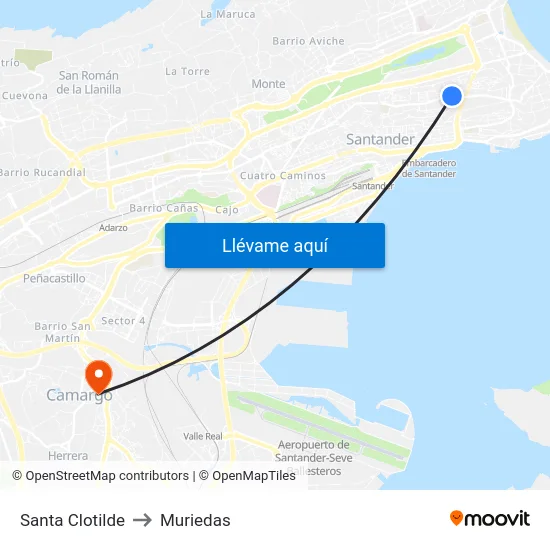 Santa Clotilde to Muriedas map