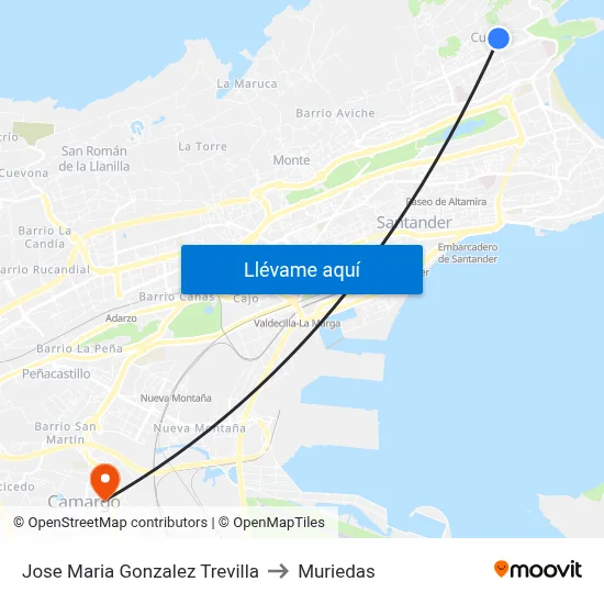 Jose Maria Gonzalez Trevilla to Muriedas map