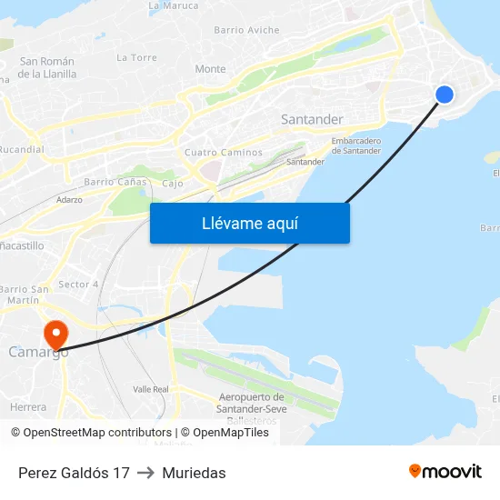 Perez Galdós 17 to Muriedas map