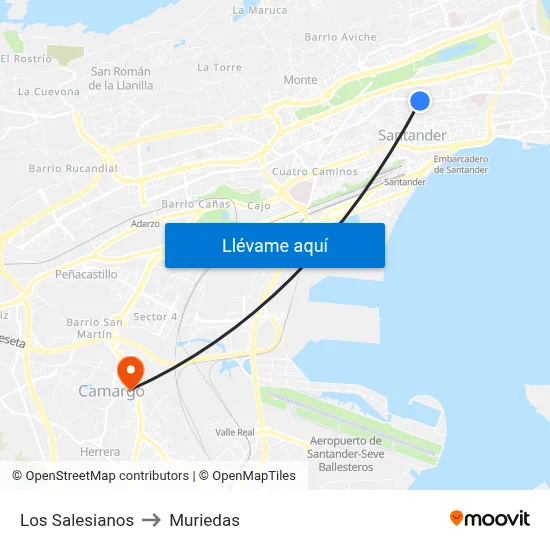 Los Salesianos to Muriedas map