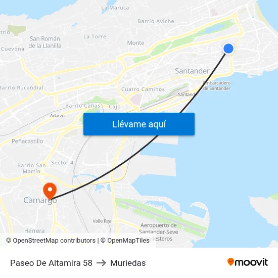 Paseo De Altamira 58 to Muriedas map