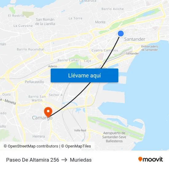 Paseo De Altamira 256 to Muriedas map