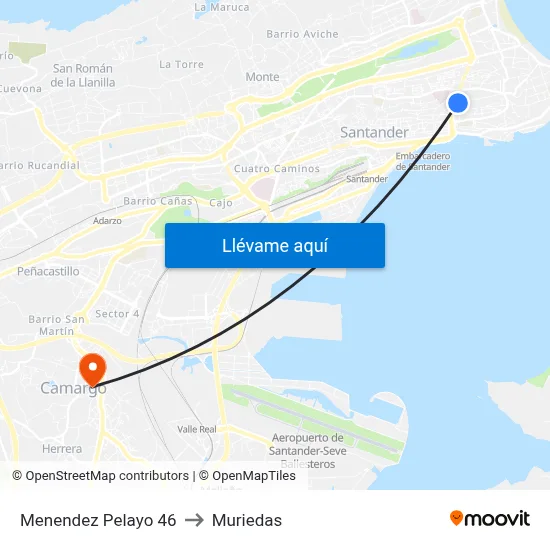 Menendez Pelayo 46 to Muriedas map