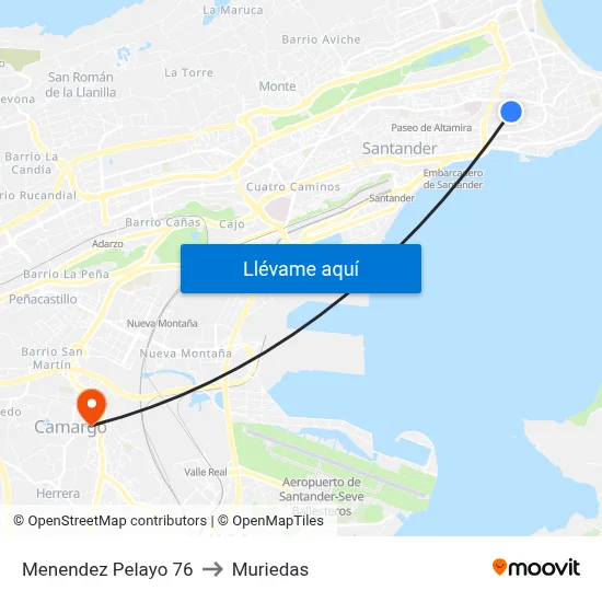Menendez Pelayo 76 to Muriedas map