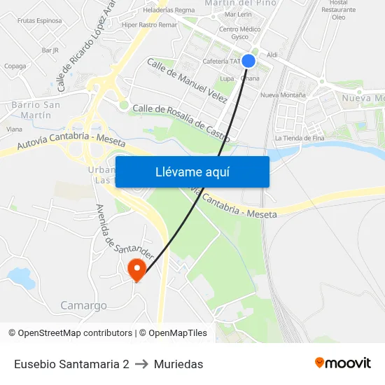 Eusebio Santamaria 2 to Muriedas map