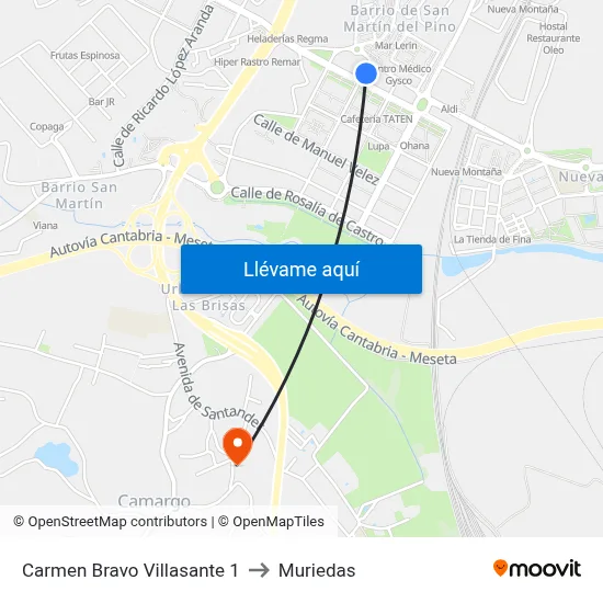 Carmen Bravo Villasante 1 to Muriedas map