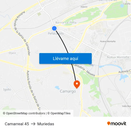 Camarreal 45 to Muriedas map