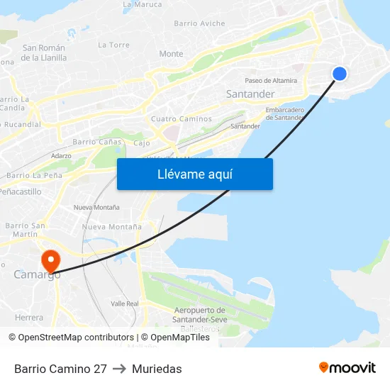 Barrio Camino 27 to Muriedas map