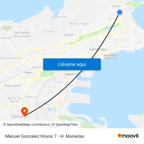 Manuel Gonzalez Hoyos 7 to Muriedas map