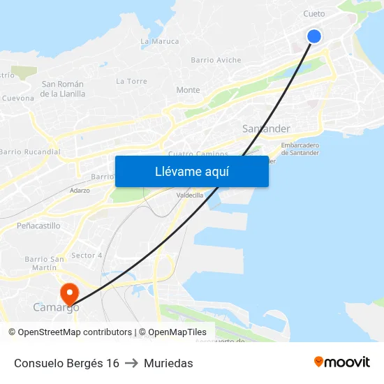 Consuelo Bergés 16 to Muriedas map