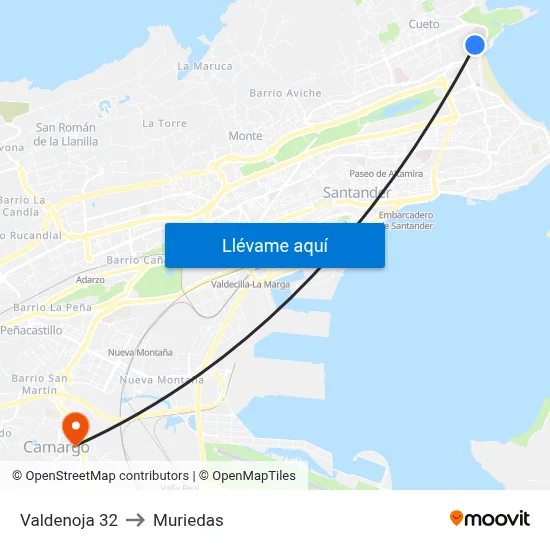Valdenoja 32 to Muriedas map