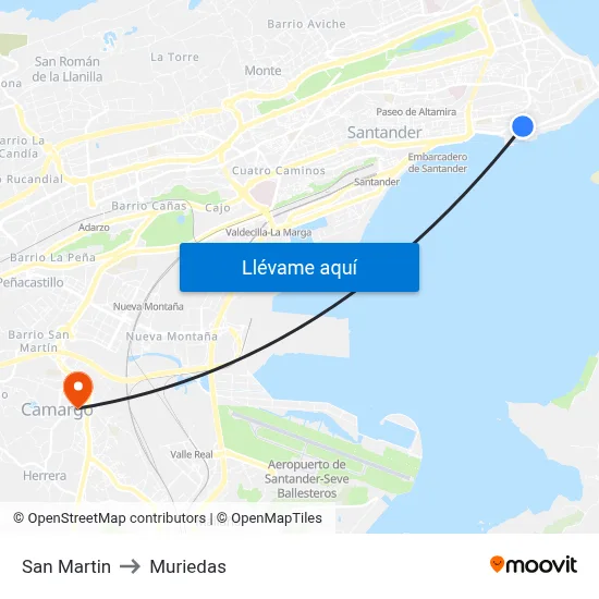 San Martin to Muriedas map
