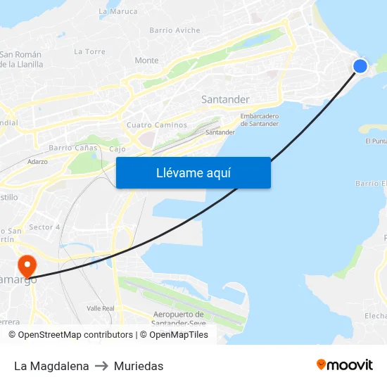 La Magdalena to Muriedas map