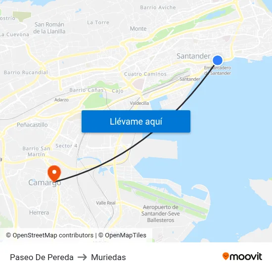 Paseo De Pereda to Muriedas map