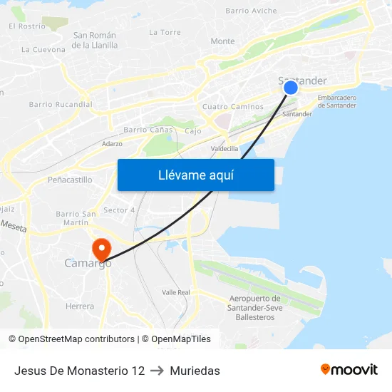 Jesus De Monasterio 12 to Muriedas map