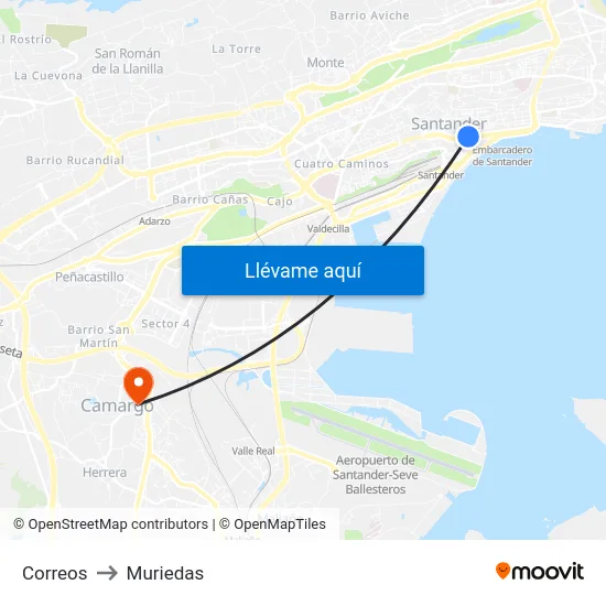 Correos to Muriedas map
