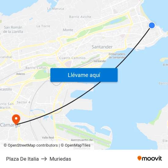 Plaza De Italia to Muriedas map