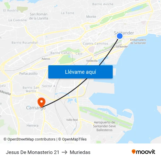 Jesus De Monasterio 21 to Muriedas map