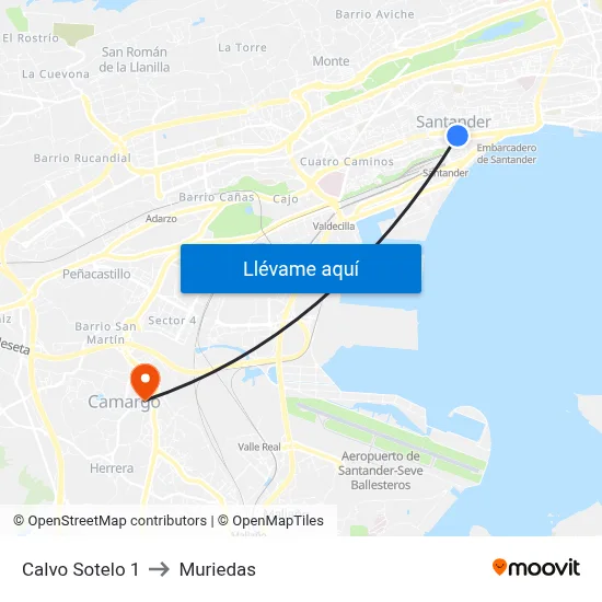 Calvo Sotelo 1 to Muriedas map