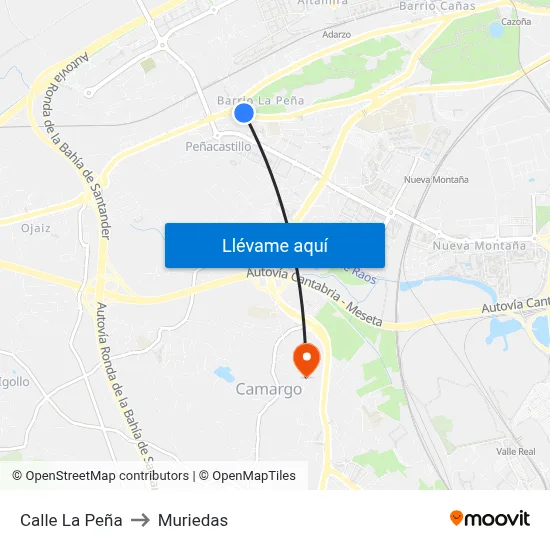 Calle La Peña to Muriedas map