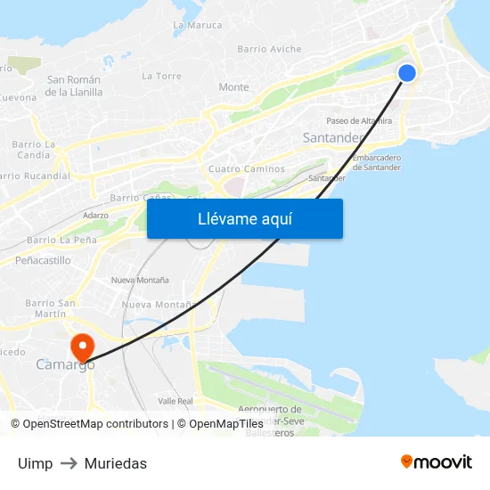 Uimp to Muriedas map