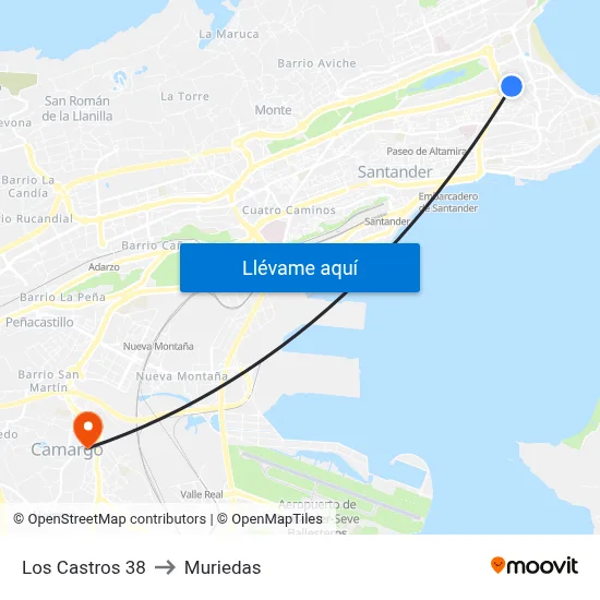 Los Castros 38 to Muriedas map