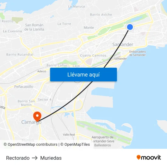 Rectorado to Muriedas map