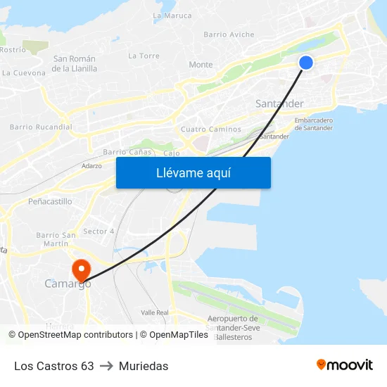 Los Castros 63 to Muriedas map