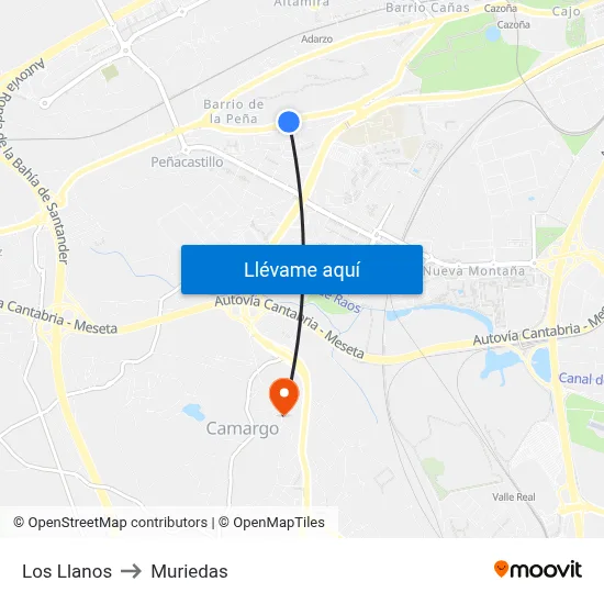 Los Llanos to Muriedas map