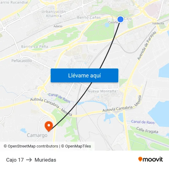 Cajo 17 to Muriedas map