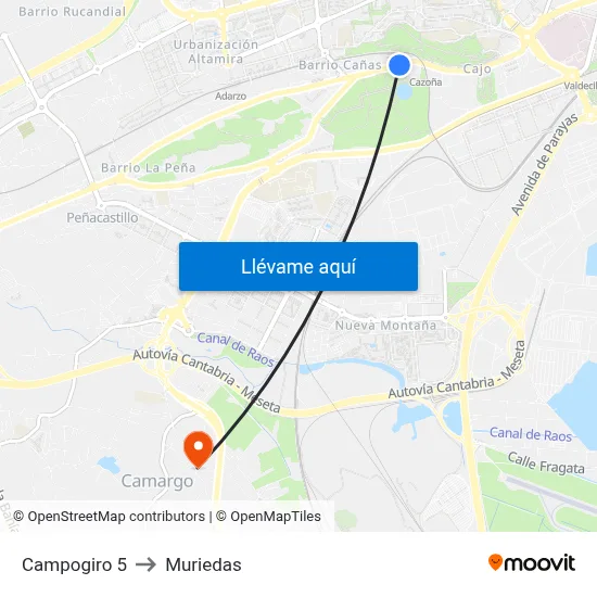 Campogiro 5 to Muriedas map