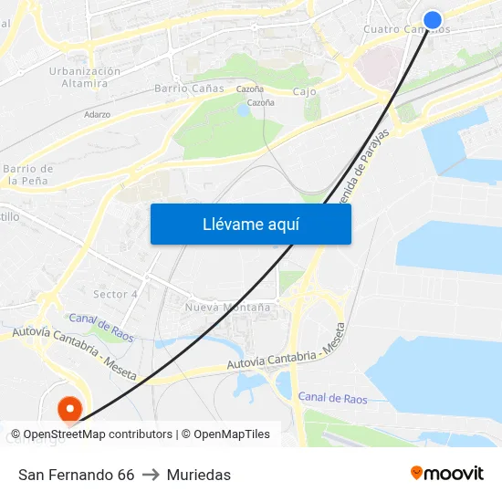 San Fernando 66 to Muriedas map